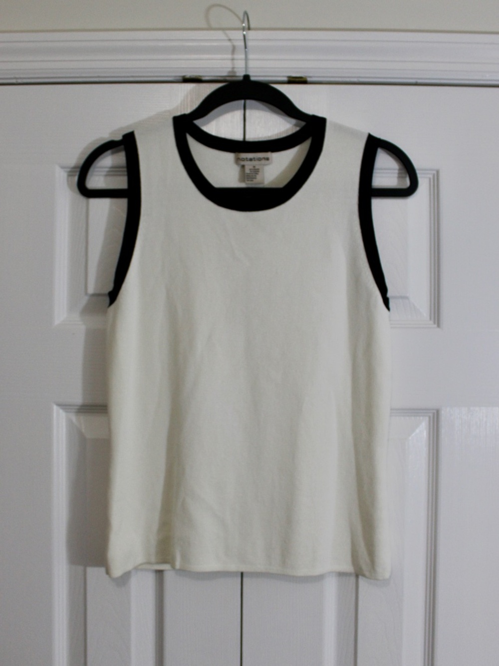 Vintage Notations Ivory Black Ringer Tank Top Size Medium